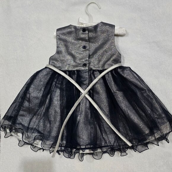 Rosenau Baby Dress Set 18M – Silver Bodice, Navy Mesh Skirt & Bloomers | Silver - Picture 4 of 9
